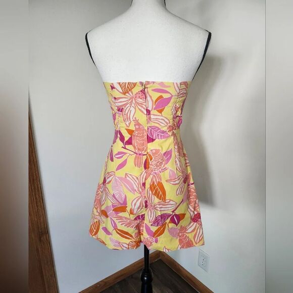 Vintage Lilly Pulitzer Tropical Floral Strapless Sheath Dress in Yellow and Pink - Picture 3 of 4